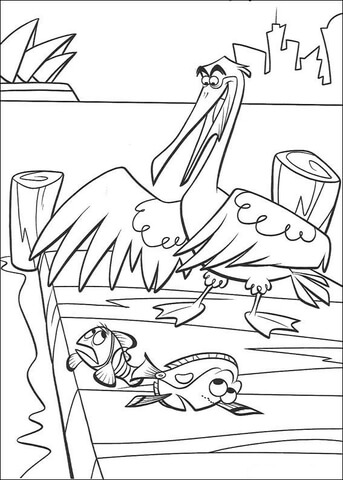 Pelican Helps Marlin  Coloring Page